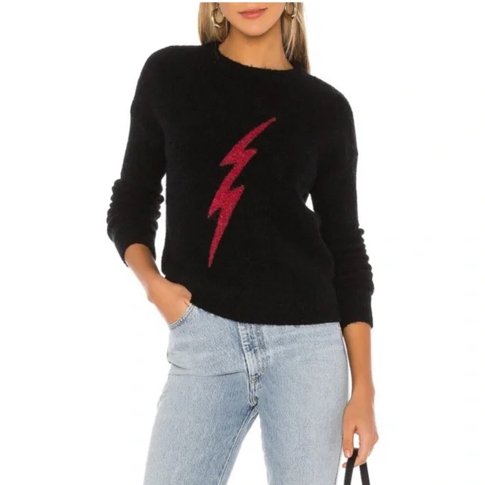 Rails Black Storm Sweater in Black Ruby Lightening, Size Medium, Wool Cashmere